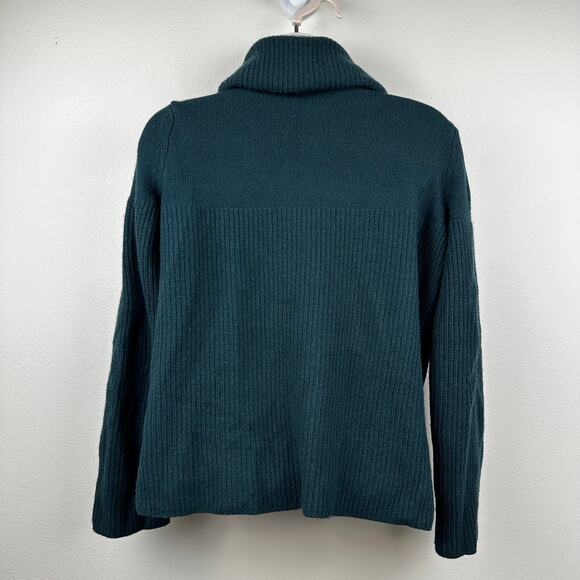 Bartolini Wool Cashmere Blend Turtleneck Sweater Ribbed Knit Green Size Small - Picture 3 of 8
